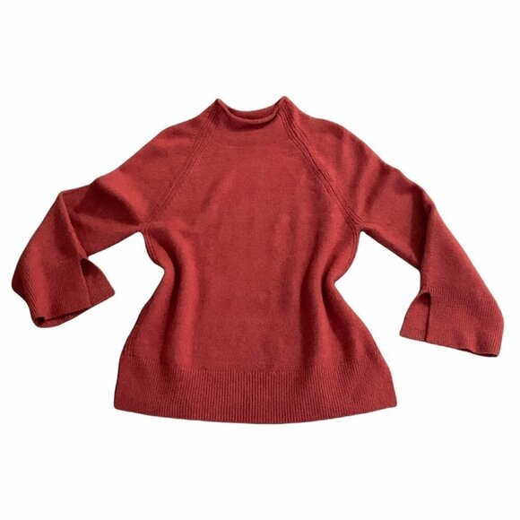 Ann Taylor LOFT Rolled Mock Neck Sweater Flare Slit Sleeves Sz S #193B - Picture 3 of 11